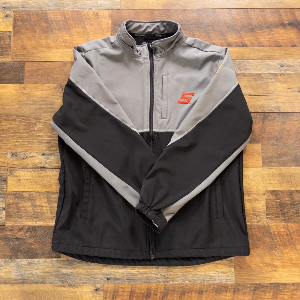 Snap-on Tools Softshell Jacket Mens XL Black Gray Fleece Lined Mechanic Zip